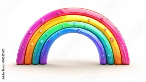 A Shiny Rainbow Arch with Colorful Droplets