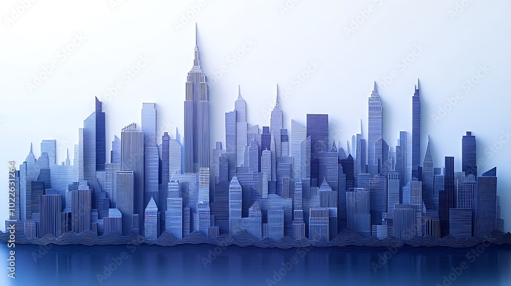 Layered paper cut city skyline with various building heights and intricate architectural details, paper cut cityscape, layered urban decor Layered paper cut city skyline with various building heights and intricate architectural details, paper cut cityscape, layered urban decor