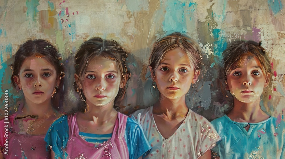 Four Girls Portrait: A Pensive Gaze Four Girls Portrait: A Pensive Gaze