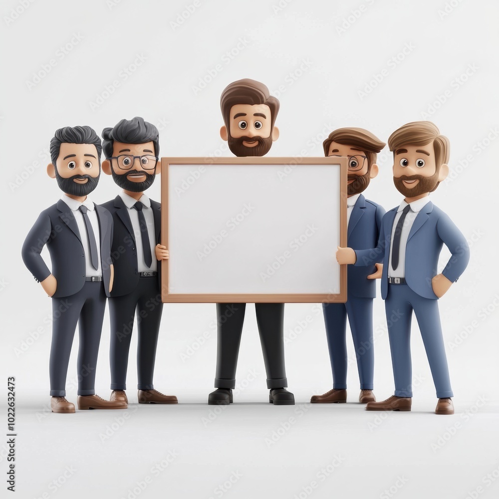 Confident Business Team Presenting with Board in Meeting Room Confident Business Team Presenting with Board in Meeting Room