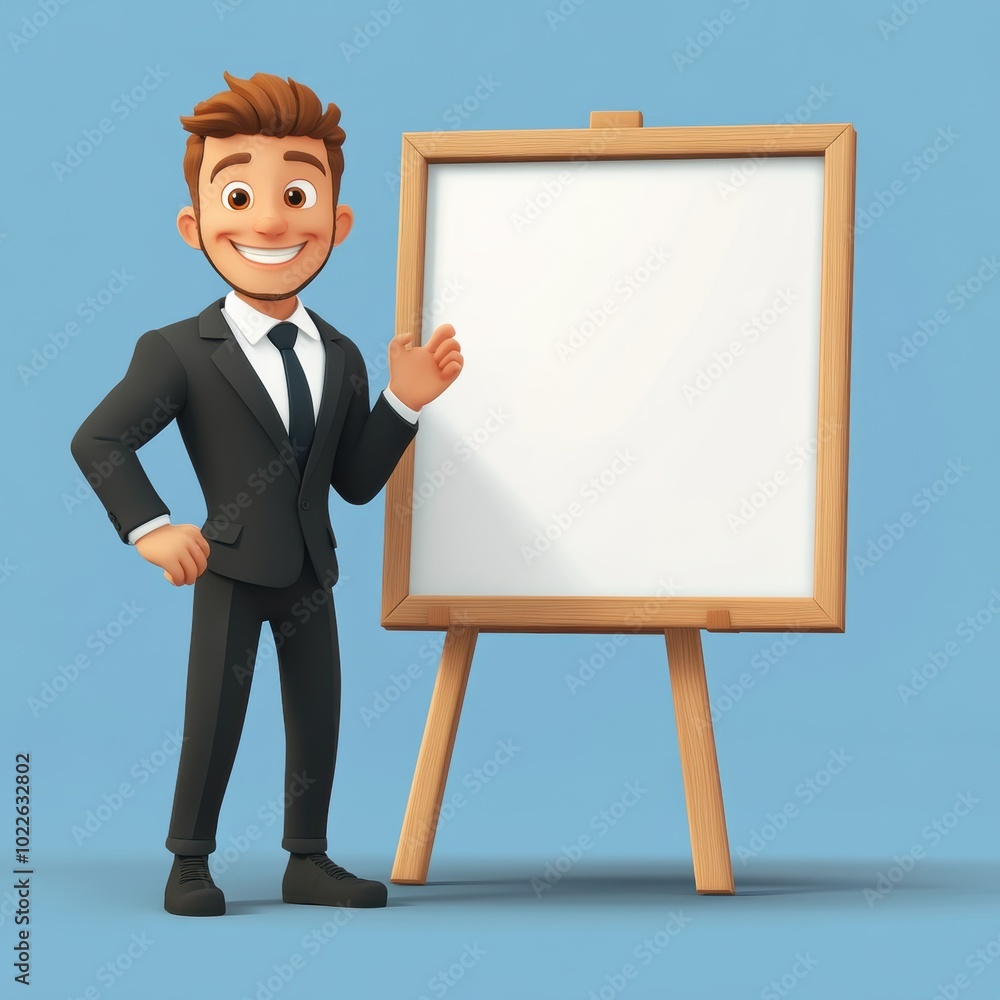 Confident Business Professional Presenting on Whiteboard in Elegant Suit Confident Business Professional Presenting on Whiteboard in Elegant Suit