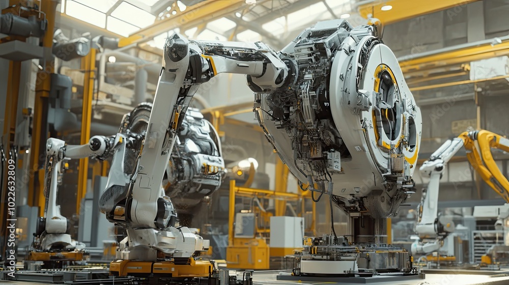 Industrial Robots in a Modern Factory Setting Industrial Robots in a Modern Factory Setting