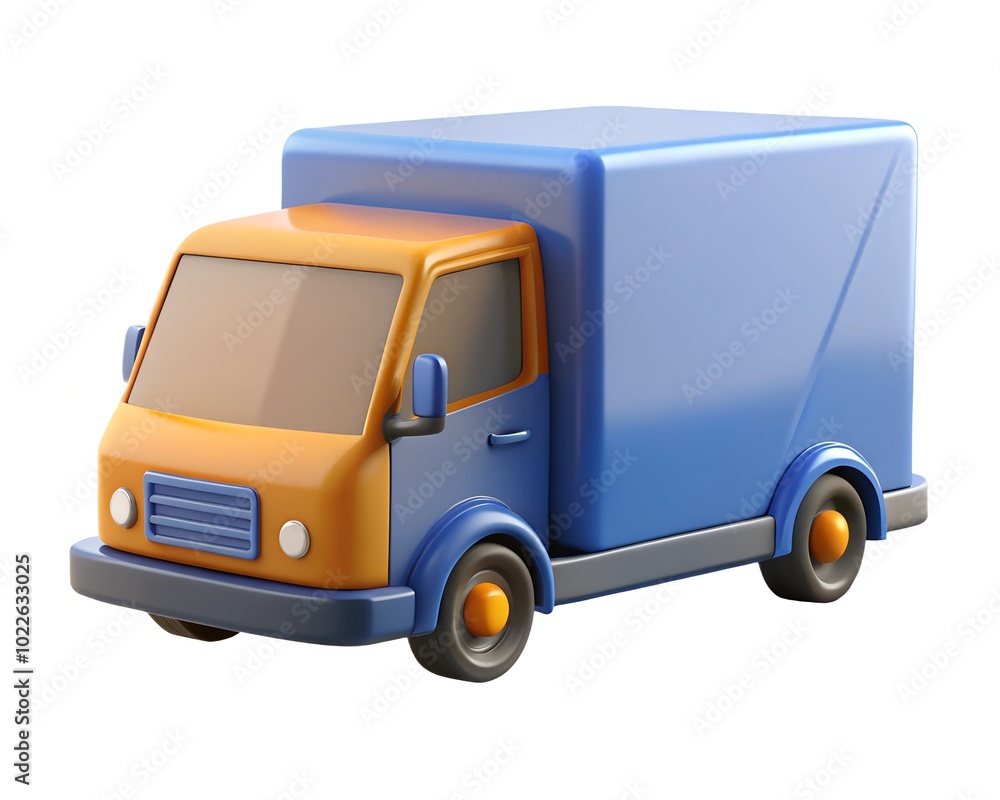 Shipping truck 3D render icon isolated on white background Shipping truck 3D render icon isolated on white background