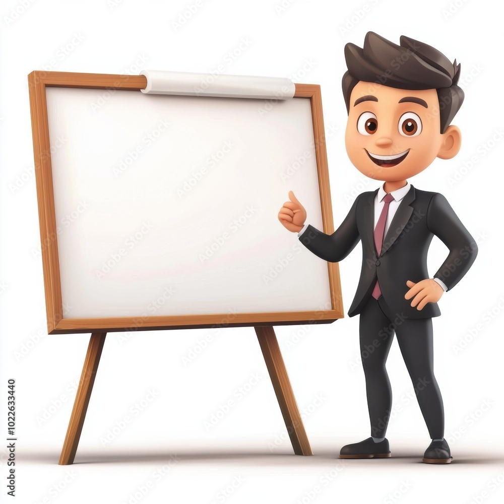 Confident Businessman Presenting on Whiteboard in Professional Setting Confident Businessman Presenting on Whiteboard in Professional Setting
