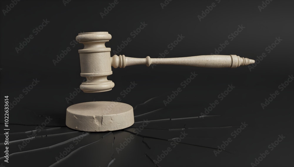 Gavel Over Cracked Surface