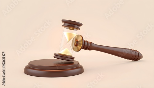 Gavel with Glowing Hourglass