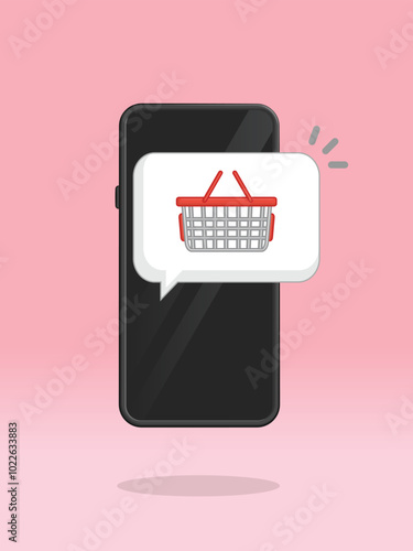 Smartphone Shopping Basket Push Notification Sale