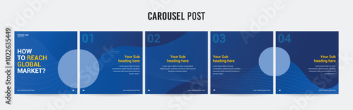 Set of minimalist business carousel post, Customize social media template design, Instagram and LinkedIn carousel post, template eps 10.	