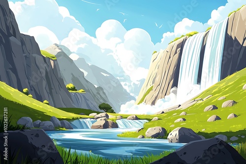 illustration. Natural Spring landscape. photo