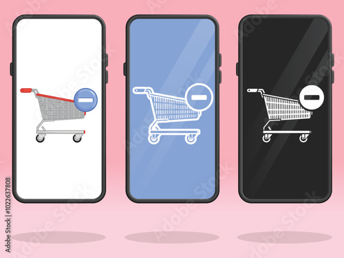 Smartphone Shopping Trolley Minus Deleting Products