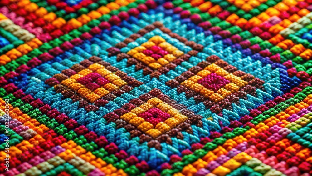 Geometric Rhombus Embroidered Cross-Stitch Border Pattern for Seamless Design Geometric Rhombus Embroidered Cross-Stitch Border Pattern for Seamless Design