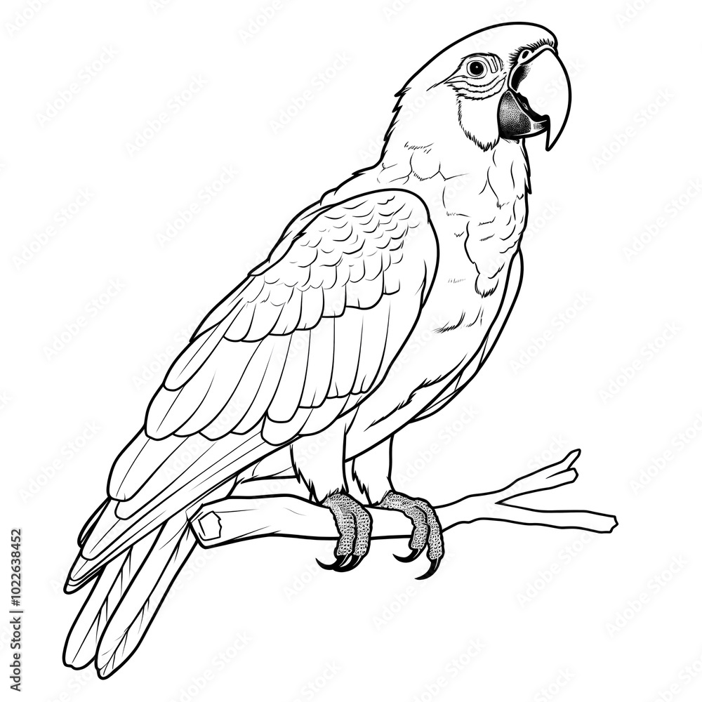 Fototapeta premium Black and White Macaw Illustration