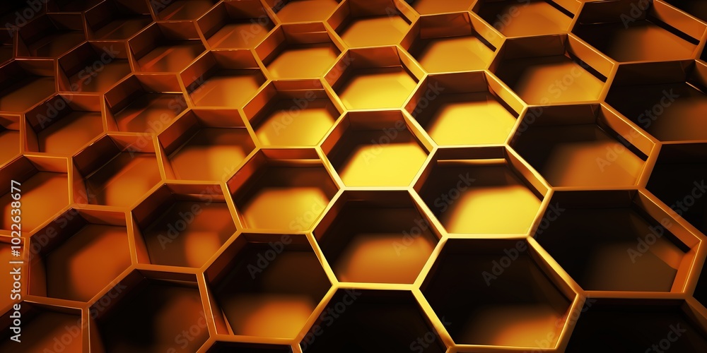 A close up of a honeycomb with a golden hue background. A close up of a honeycomb with a golden hue background.