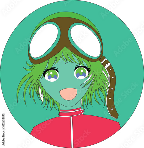girl face with helmet motocycle (only head)