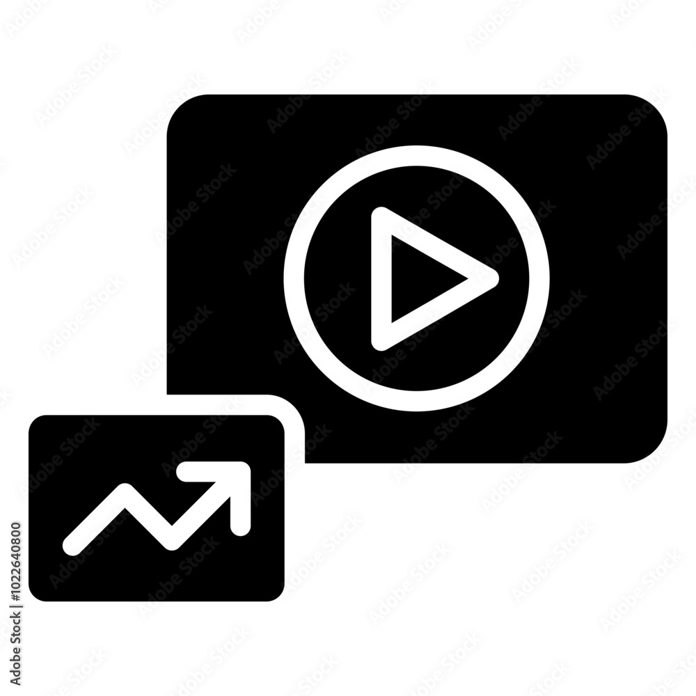 Marketing Video Icon, Black And White Glyph Icon Symbol Marketing Video Icon, Black And White Glyph Icon Symbol