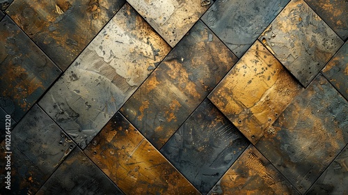 Abstract Metal Wall Texture with Interlocking Tiles