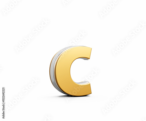 Shiny Golden Small Letter c Gleams With Its Sleek Modern Design With Sharp Edges 3D Illustration