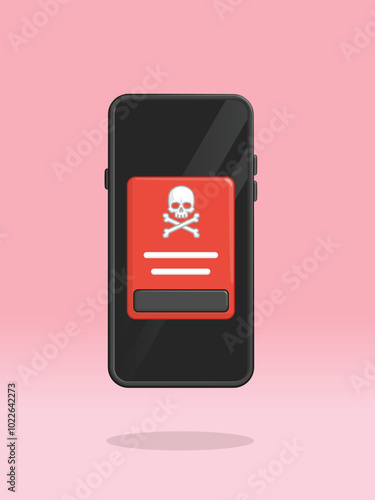 Smartphone Skull Virus Popup Message on Screen