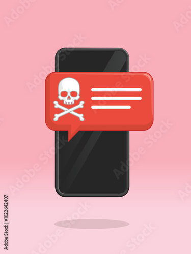 Smartphone Skull Warning Notification Dangerous Hacks