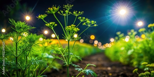 Night Photography of Organic Cumin Harvest - Close-Up of Fresh Cuminum cyminum for Healthy Food Enthusiasts photo