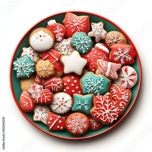 Plate Of Christmas Cookies Isolated photo