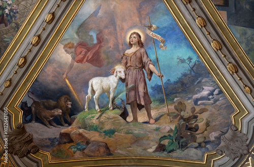 Obraz na plátně VOGHERA, ITALY - SEPTEMBER 12, 2024: The fresco of  St