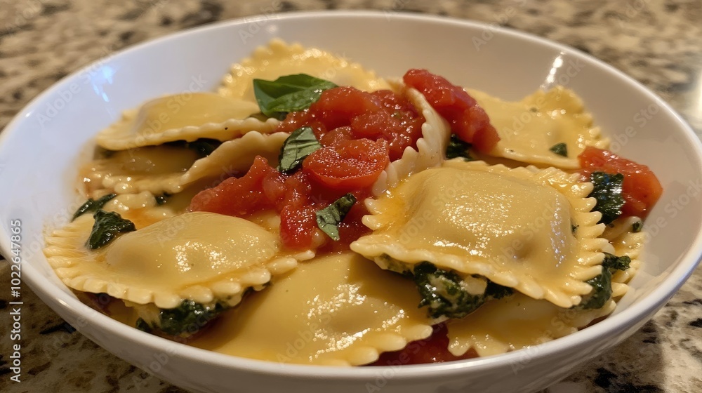Delicious Ravioli with Tomato and Basil Sauce Delicious Ravioli with Tomato and Basil Sauce
