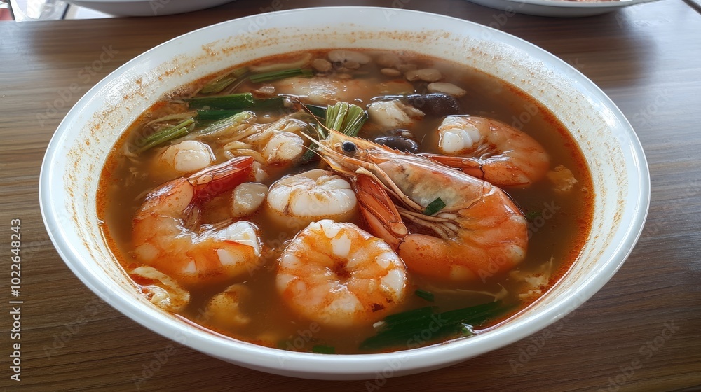 Delicious Shrimp Soup with Spices and Fresh Ingredients
