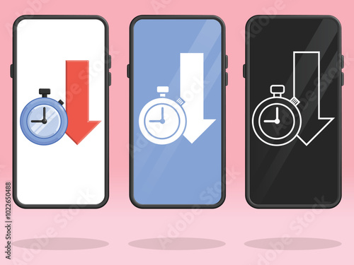 Smartphone Stopwatch Arrow Down Time Decrease