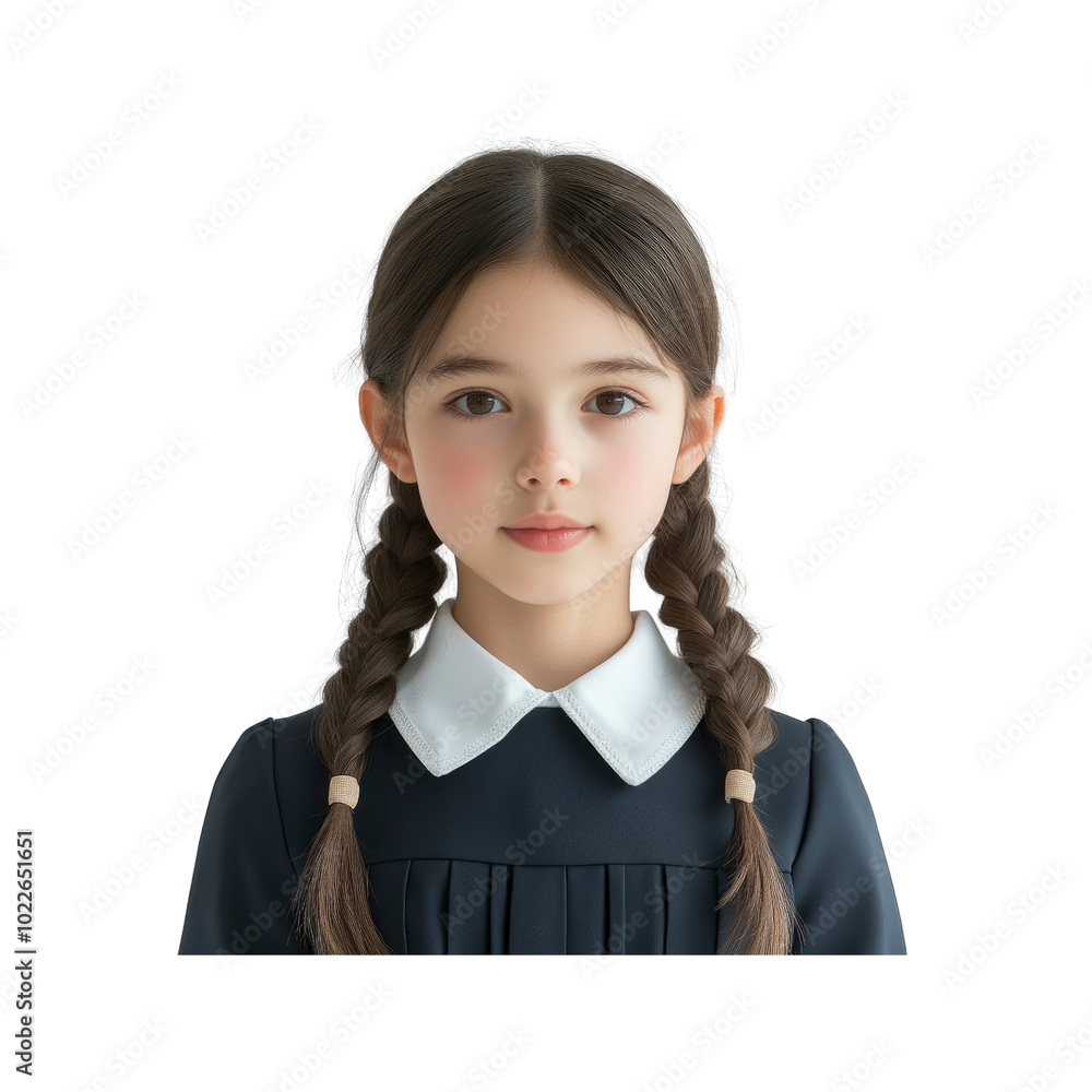Portrait of a young schoolgirl with braids Portrait of a young schoolgirl with braids