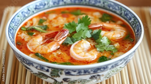 Delicate Shrimp Soup with Fresh Herbs and Spices