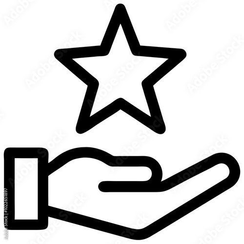 Hand with star icon symbolizing service excellence in business marketing