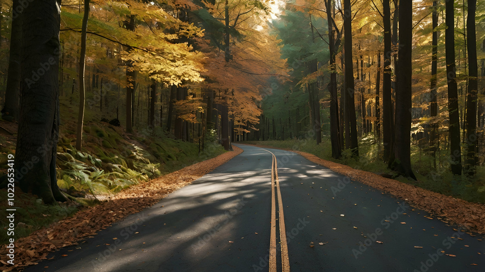 Obraz premium road in autumn forest