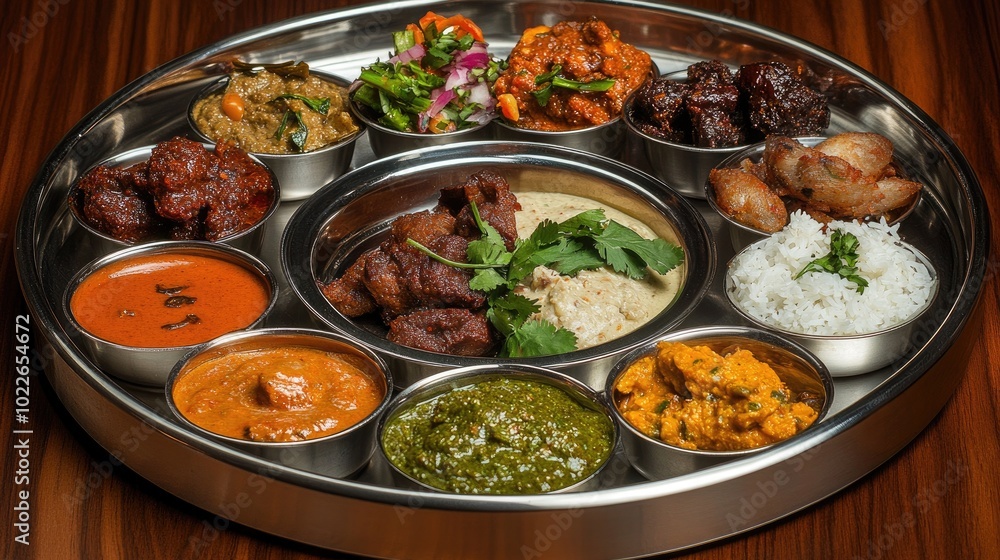 Vibrant South Asian Cuisine Platter Display Vibrant South Asian Cuisine Platter Display