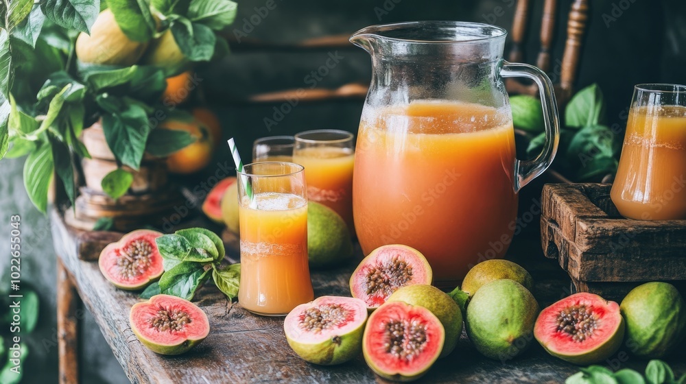 Refreshing Guava Juice with Fresh Fruits and Greens Refreshing Guava Juice with Fresh Fruits and Greens