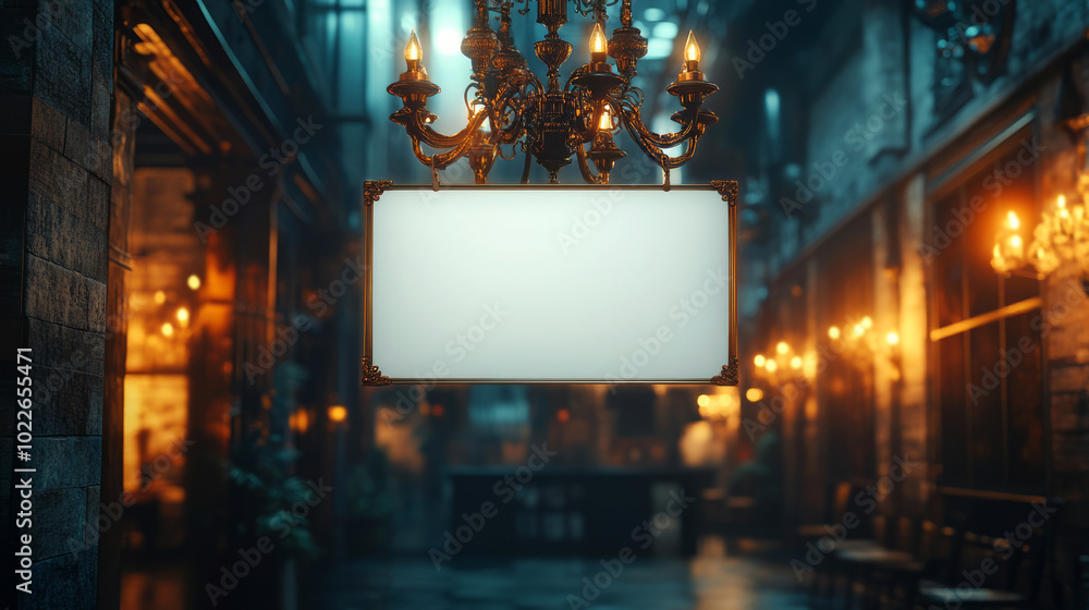 Elegant Blank Metal Sign Mockup in a Cozy Atmosphere Elegant Blank Metal Sign Mockup in a Cozy Atmosphere