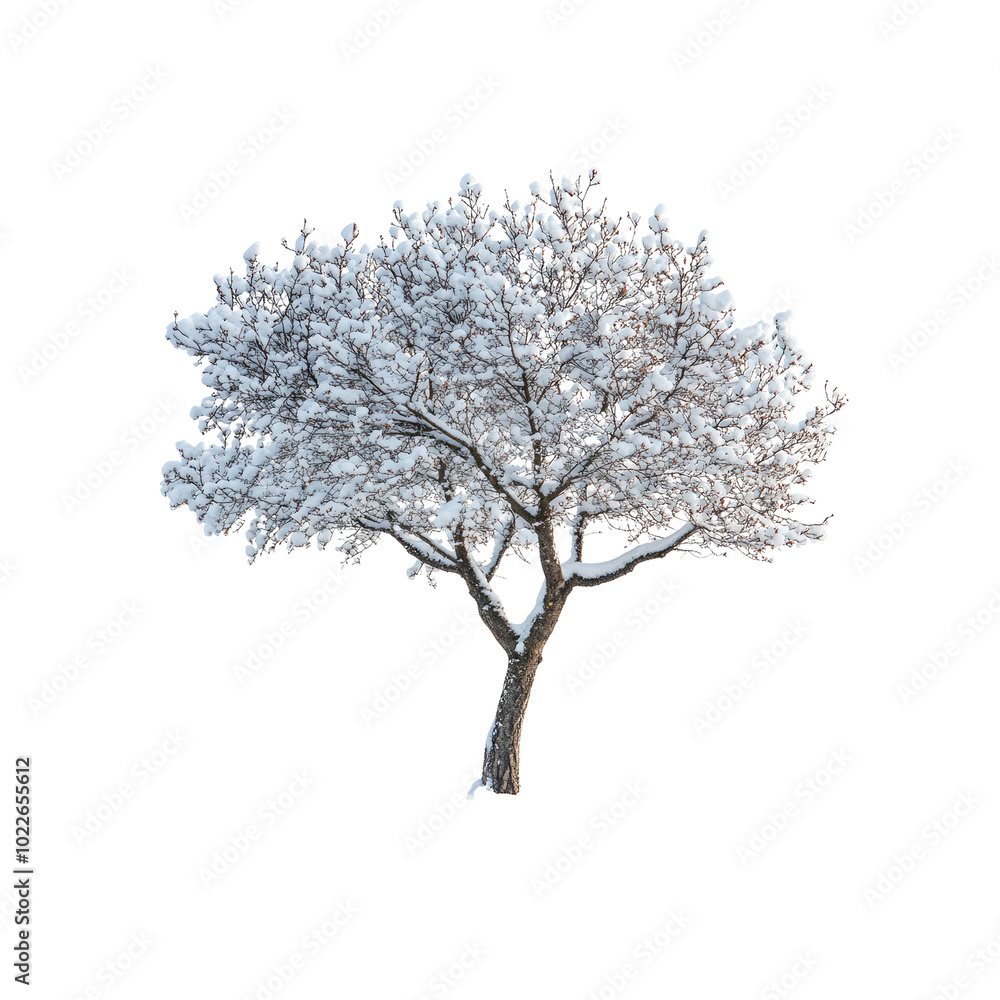 Snow Covered Tree Isolated on White Background Snow Covered Tree Isolated on White Background