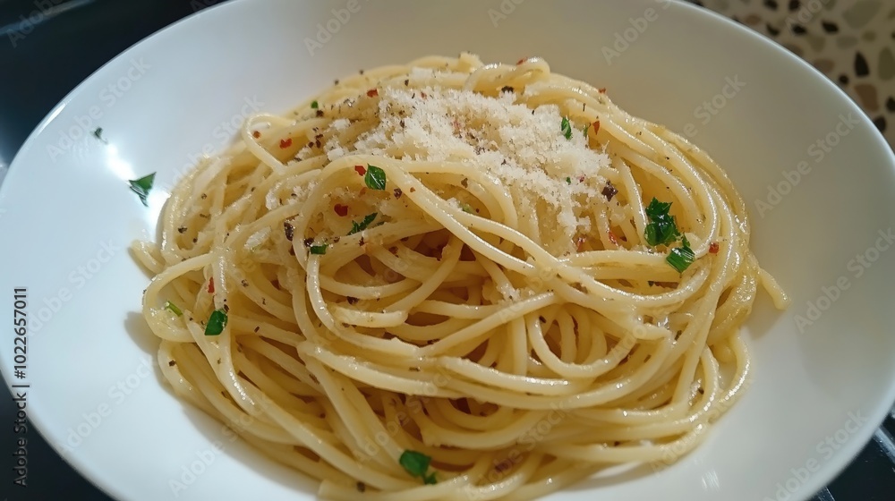 Delicious Spaghetti with Garlic and Parmesan Cheese