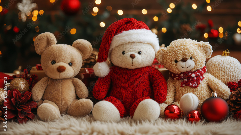 Plush Toys in a Cozy Holiday Nursery Setting Plush Toys in a Cozy Holiday Nursery Setting