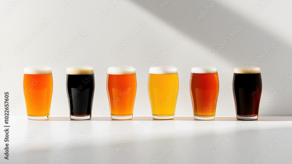 Variety of Beer in Glasses with Different Colors Variety of Beer in Glasses with Different Colors