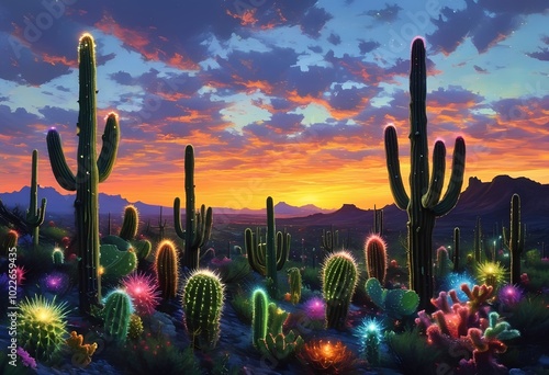 cactus glowing photo