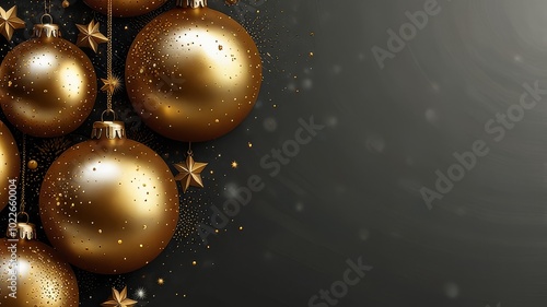 Merry Christmas background design Goldeen balls and gifts photo