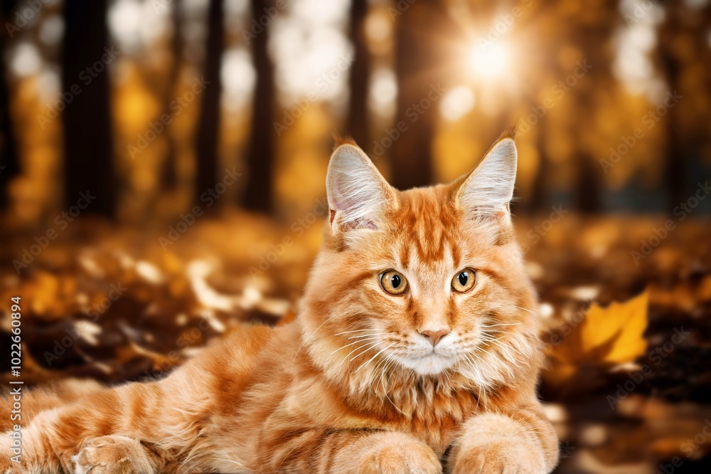 Portrait of a charming small kitten in autumn nature Portrait of a charming small kitten in autumn nature