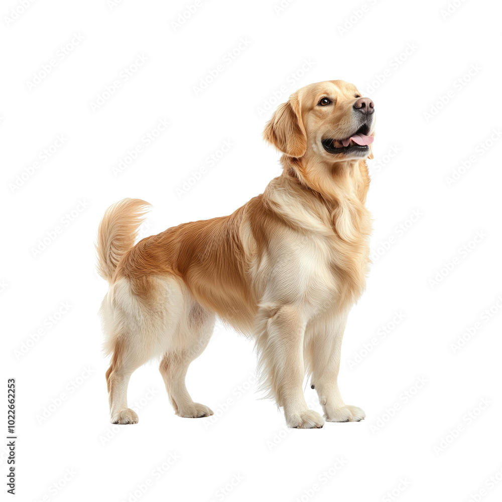 Golden Retriever Dog Standing and Looking Up Golden Retriever Dog Standing and Looking Up