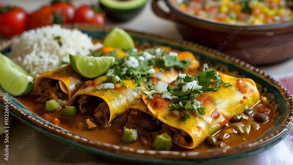 Enchiladas Verdes with Rice and Beans: A Mexican Comfort Feast Enchiladas Verdes with Rice and Beans: A Mexican Comfort Feast