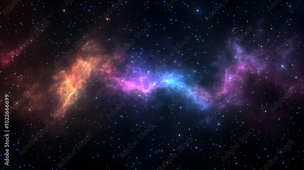 Cosmic Nebula with Twinkling Stars in Deep Space, a 3D Rendered Illustration of a Galaxy's Dusty Swirls. Cosmic Nebula with Twinkling Stars in Deep Space, a 3D Rendered Illustration of a Galaxy's Dusty Swirls.