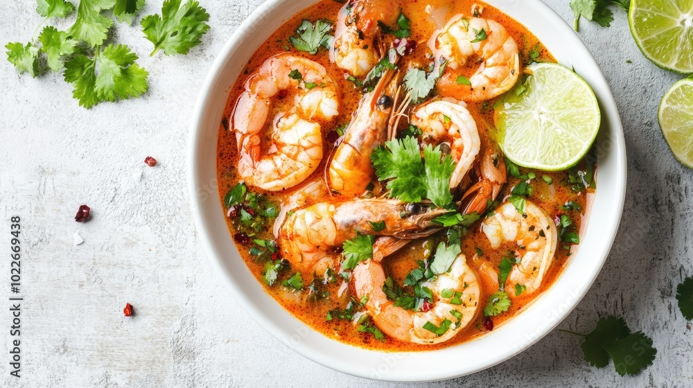 Fresh Shrimp in Spicy Coconut Broth with Herbs Fresh Shrimp in Spicy Coconut Broth with Herbs