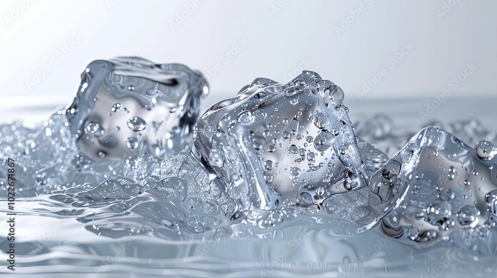 Ice Cubes Floating in Water with Bubbles Ice Cubes Floating in Water with Bubbles