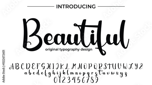 Beautiful Font Stylish brush painted an uppercase vector letters, alphabet, typeface
