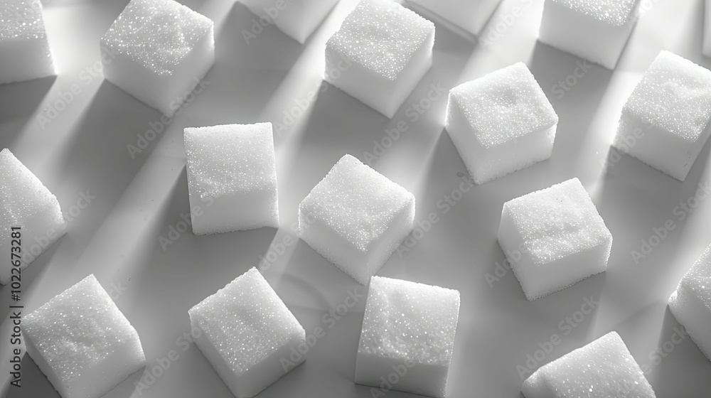 Close-up of White Sugar Cubes on a White Surface Close-up of White Sugar Cubes on a White Surface
